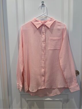 Francesca's Oversized Light Pink Button-Down Shirt